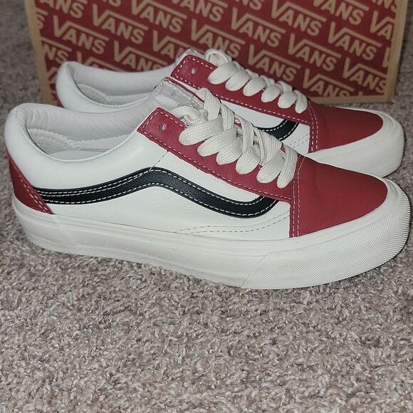 Vans Vault Old Skool VLT LX - Chilli Pepper / Black Leather Shoes Wmn 6 Men 4.5 - Picture 13 of 13